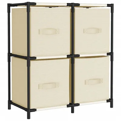 Produktbild von vidaXL Kommode mit 4 Körben aus Stoff Creme 63×30×71 cm Stahl