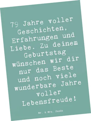 Produktbild von Mr. & Mrs. Panda Postkarte Spruch 79. Geburtstag - Meeresbrise - Geschenk, Alter, Erfahrungen, kunstkarte, besondere Anlässe, Postkarten, Weisheit, Ansichtskarten, Liebe