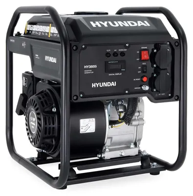 Produktbild von HYUNDAI Inverter Stromerzeuger HY3800i – 3.8 kW max. Leistung, Benzin Generator mit reinem Sinusstrom, 2x 230V, ideal für Camping, Baustelle und als Notstromaggregat