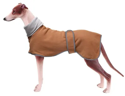 Imagen del producto de Chaquetas para galgos, suéter de forro polar cómodo, chaquetas de invierno para galgos, chaquetas para galgos tipo "lurcher" y saluki, color marrón, talla XS