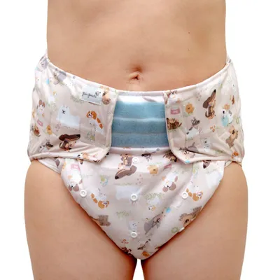 Obrázok produktu pre Opakovane použiteľná látková plienka pre dospelých s vreckom a absorpčnou vložkou - veľkosť S/M/L - DOGS