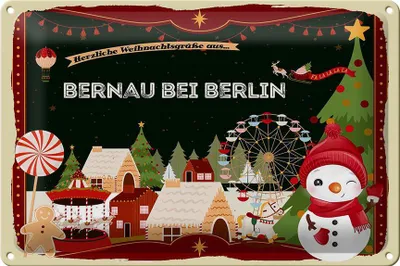 Produktbild von Blechschild Weihnachten Grüße BERNAU bei BERLIN 30x20cm