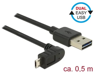 Produktbild von DeLOCK 83849, 0,5 m, USB A, Micro-USB B, USB 2.0, Männlich/Männlich, Schwarz