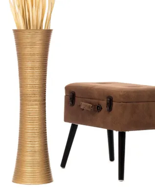 Produktbild von Leewadee Hohe Bodenvase 65 cm aus Mangoholz in gold