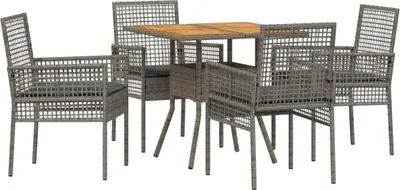 Image de vidaXL Ensemble de jardin pour repas, 5 pièces, gris, en résine tressée
