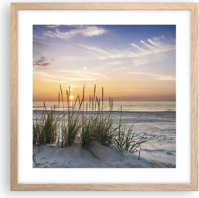 Produktbild von Gerahmtes Poster - Rahmen in heller Eiche - Westen Sonne Strand - 40x40 cm - Wand Bild - Wanddeko - Wandbilder - Wandposter - Bilderrahmen - Bilder - Kunstdruck - Wandbild - P2NAC40x40-4201