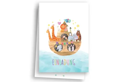 Produktbild von Arche Noah Einladung, 12x Einladungskarten Kindergeburtstag Arche Noah, Geburtstagseinladung