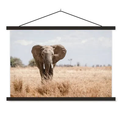 Produktbild von MuchoWow® Textilposter Elefant - Natur - Tiere - Porträt 120x80 cm mit schwarzem Rahmen - Wanddeko