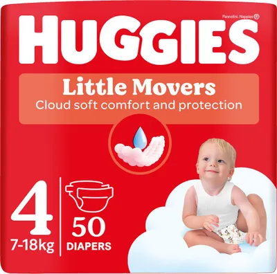 Obrázek produktu pro HUGGIES® Pleny jednorázové Little Movers 4 (7-18 kg) 50 ks