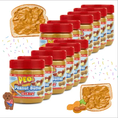 Produktbild von PEO's Erdnussbutter Creamy Peanut Butter 12 x 350g Extra Smooth - Vorteilspack