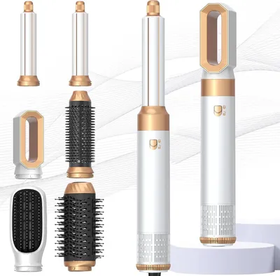 Produktbild von 6-in-1 Air Styler mit Warmluftbürste, Haartrockner, Lockenstyler, Glättbürste, Volumenbürste, 3 Temperaturstufen, Ionen-Technologie