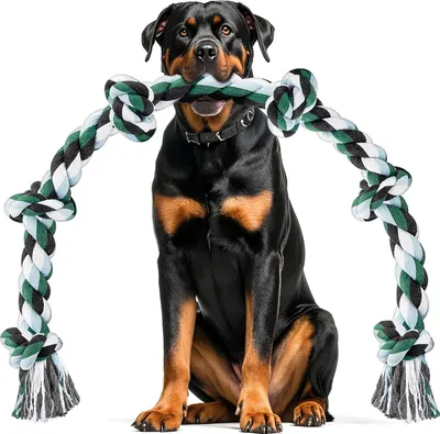 Produktbild von Seilspielzeug für Hunde - 6 Knoten, 100cm Lang - Unzerstörbar und Interaktiv - Geeignet für Mittelgroße und Große Hunderassen - Ideal für Aggressive Kauer - Für das Training im Freien