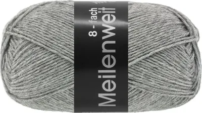 Produktbild von Lana Grossa MEILENWEIT 150 g UNI 8-fach Sockenwolle in kräftigen Uni-Farben 315 m Farbe 9615 - Grau meliert