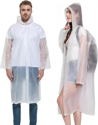 Produktbild von Set von 2 Wiederverwendbaren Regenponchos, mit Kapuze und Ärmeln, für Erwachsene, Wasserdicht, Atmungsaktiv