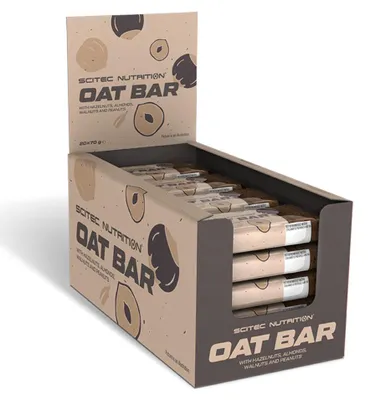 Image de Barres énergétiques - Scitec Nutrition - Oat Bar (20x70g) - Saveur Hazelnut Almond Walnut Peanut