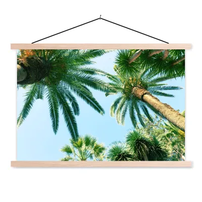 Produktbild von MuchoWow® Textilposter Palmwedel - Himmel - Sommer - Tropisch 120x80 cm mit holzfarbenen Rahmen - Aufhängeset