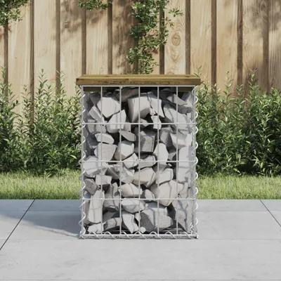 Image de vidaXL Banc de jardin en gabions 33x31x42 cm Bois de pin imprégné