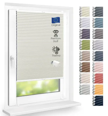 Produktbild von Thermo Wabenplissee Hitzeschutz, ohne Bohren, Leinenweiß, 65x210
