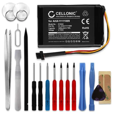 Produktbild von CELLONIC 1x Akku für Navigation Kompatibel mit TomTom Go 600, Go 60, Start 62, VFAS - (1200mAh, 3.7V) + Werkzeug-Set 17tlg