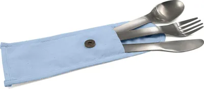 Produktbild von Nomadische Bestecksets aus Edelstahl, Blaues Etui - Cookut