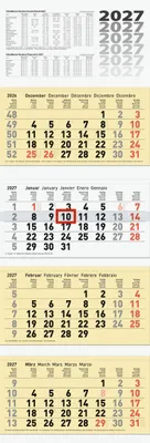 Produktbild von BRUNNEN 1070214107 4-Monatskalender 2027 chamois, 320×940 mm