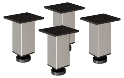 Produktbild von 4er Set sossai Höhenverstellbare Aluminium Möbelfüße 120mm in Edelstahl Optik Schrankfüße Sockelfüße