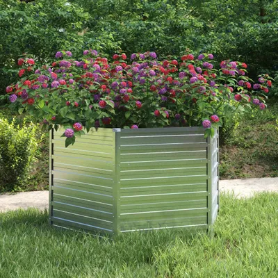 Zdjęcie produktu dla Podwyższone łóżko ogrodowe 129x77 cm Stal ocynkowana Srebrny