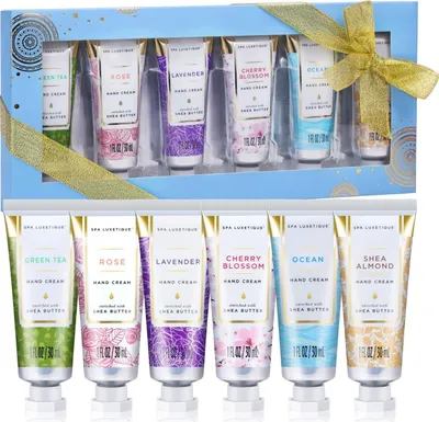 Produktbild von Pflege-Geschenkset Shea Butter Handcreme 6tlg, feuchtigkeitsspendend, 6-tlg., Mit Aloe Vera Und Vitamin E, Handcreme für sehr Trockene Hände