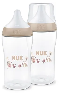 Obrázok produktu pre Nuk detská fľaša Perfect Match, dvojbalenie, 3M+, proti kolike, 260 ml, motív opice