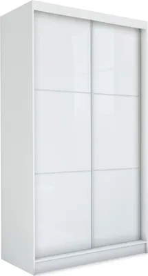 Produktbild von 150 cm Kleiderschrank Vena inklusive 2 Schiebetüren Schwebetürenschrank (Farbe: weiß, lacobel weiß)