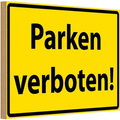 Produktbild von vianmo Holzschild 12x18 cm Parken Verboten gelb Parkplatzschild