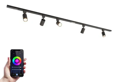 Image de HOFTRONIC - Kit système de rails droit 2 x 1 m 5 spots RGBWW GU10 IP20