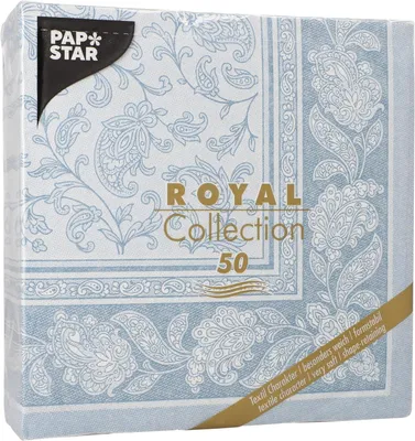 Produktbild von PAPSTAR Servietten "ROYAL Collection Ornaments" arktikblau 50 Stück