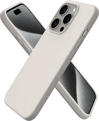 Produktbild von ORNARTO iPhone 15 Pro Silikonhülle 6,1 Zoll - Stoßfeste Schutzhülle 2023 - Titan Natur
