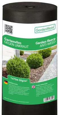 Produktbild von GardenMate 75m² Unkrautvlies Gartenvlies wasserdurchlässig – Unkrautfolie Gartenflies – Unkrautflies auf Rolle 1m x 75m - 50g/m² – Gartenfolie Reißfestes Unkrautschutzvlies - Hohe UV-Stabilisierung