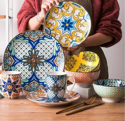 Image de Service de table en porcelaine 16 pièces, pour 4 personnes, décor Jasmin de luxe