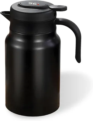 Isolierkanne 1,5 l, doppelwandig, Edelstahl 316, schwarz