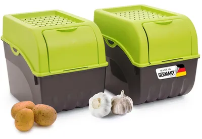 Immagine prodotto di Solidchoice - Contenitore per patate, 2 x 9 litri, contenitori impilabili verdi
