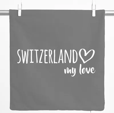 Produktbild von Huuraa Kissenbezug Switzerland my love 40x40cm Steel Grey Baumwolle Dekokissenbezug Geschenkidee