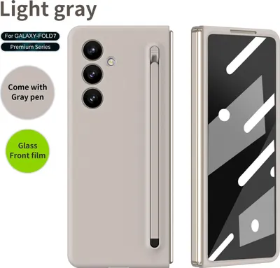 Produktbild von Handyhülle für Samsung Galaxy Z Fold 7 Schlank Stoßfest Kratzfest Schutzhülle mit Eingabestift und Displayschutz Grau