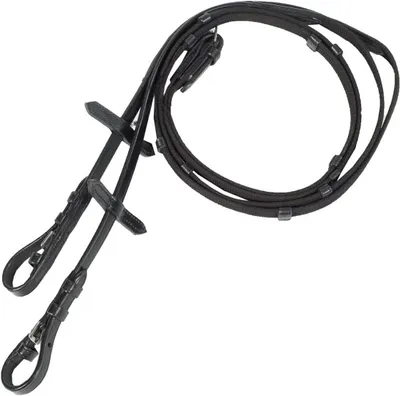 Productafbeelding van Paardrij Teugels - Gevlochten Teugels - Paardrijden Controle - Anti-slip Rubber Coating - 145 cm - Zwart