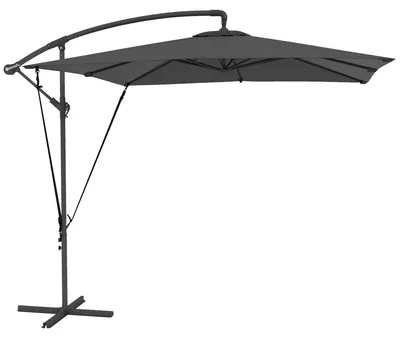 Immagine prodotto di Ombrellone a Sbalzo Regolabile 247x247x256 cm con Base a Croce e Manovella in Acciaio e Poliestere Grigio Scuro