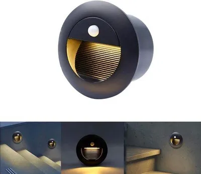 Obrázok produktu pre Hliníková LED lampa s pohybovým senzorom – čierna, IP65, teplobiele svetlo