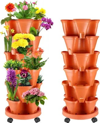 Produktbild von Pflanzenständer - Vertikaler Garten mit 6 Ebenen für Erdbeeren, Kräuter, Blumen und Gemüse Pflanzenbox