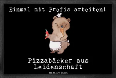 Produktbild von Mr. & Mrs. Panda Bodenvorleger Pizzabäcker Leidenschaft 40 x 60 cm - Schwarz - Geschenk, Lustig, Spruch, Pizzabringdienst, Witzig, Schmutzmatte, Schuhabstreifer, fußmatte