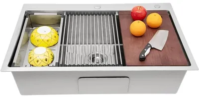 Obrázok produktu pre Kuchynský drez, 31 x 18 x 9 palcov, jednoumývadlový, na zabudovanie, nerezová oceľ 304, 1 otvor