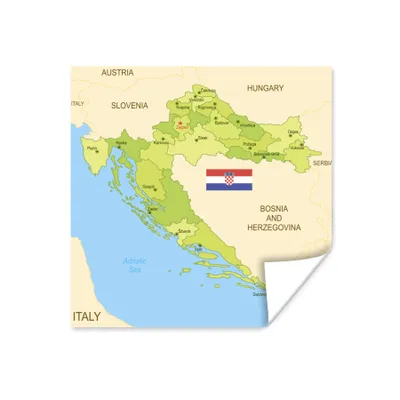 Obrázok produktu pre MuchoWow® Plagát - Mapa Chorvátska s vlajkou - 75x75