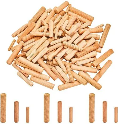 Produktbild von 150 Hölzerne Dübeln - 3 Stile - Holzschrauben - Gekreuzt - Abgerundete Enden - Holzschrauben - Leicht zu einbauen - Küchenarmaturen abrundend - Getrocknetes Holz - Selbstbausatz.