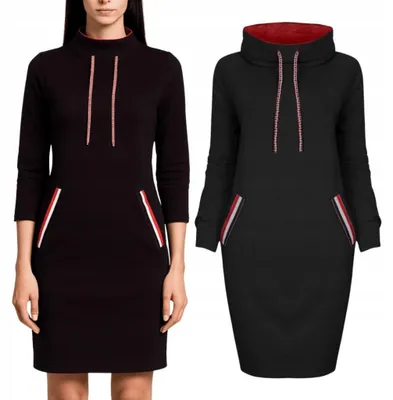 Immagine prodotto di Felpa da donna - Sportiva - Abito in felpa - Top lungo oversize - Senza cappuccio - Taglia unica - Nero