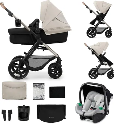 Produktbild von Kočárek Kinderkraft MOOV 2 3 v 1 - Přestavitelná sedačka - Kola odolná proti propíchnutí - Včetně MINK PRO i-Size - Do 27 kg - Stříška UPF50+ - Šedá barva